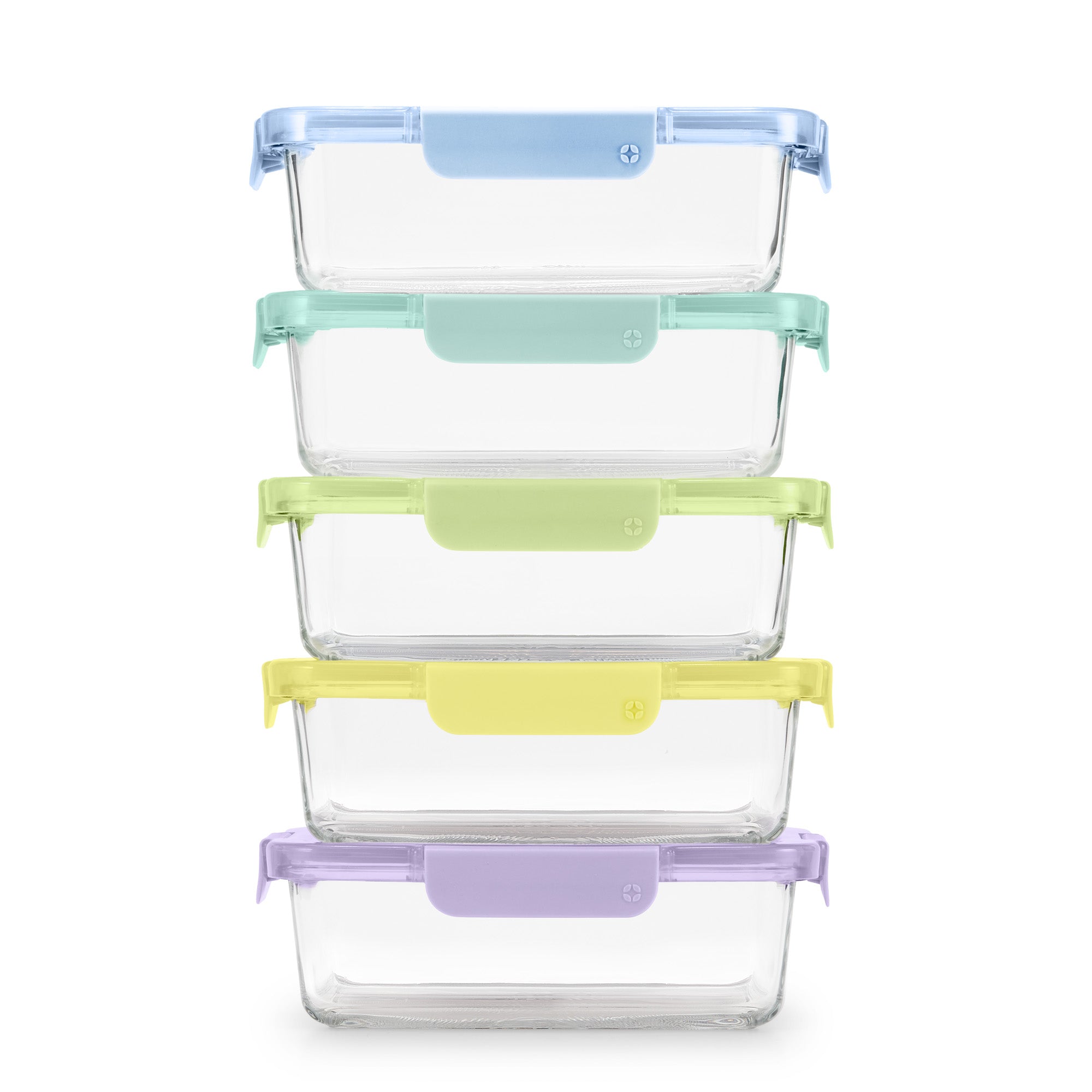 Color Lock® Glass Food Storage, 5 Cup Set of 5