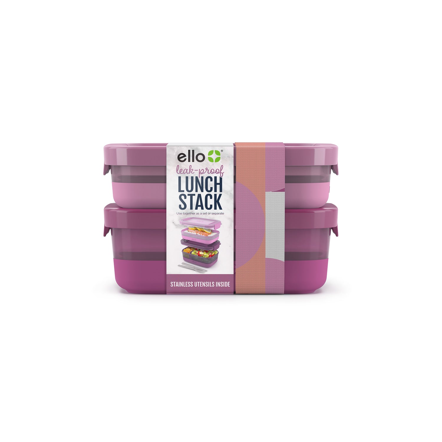 Lunch Bento Stack Plastic Food Storage Container, Set of 2