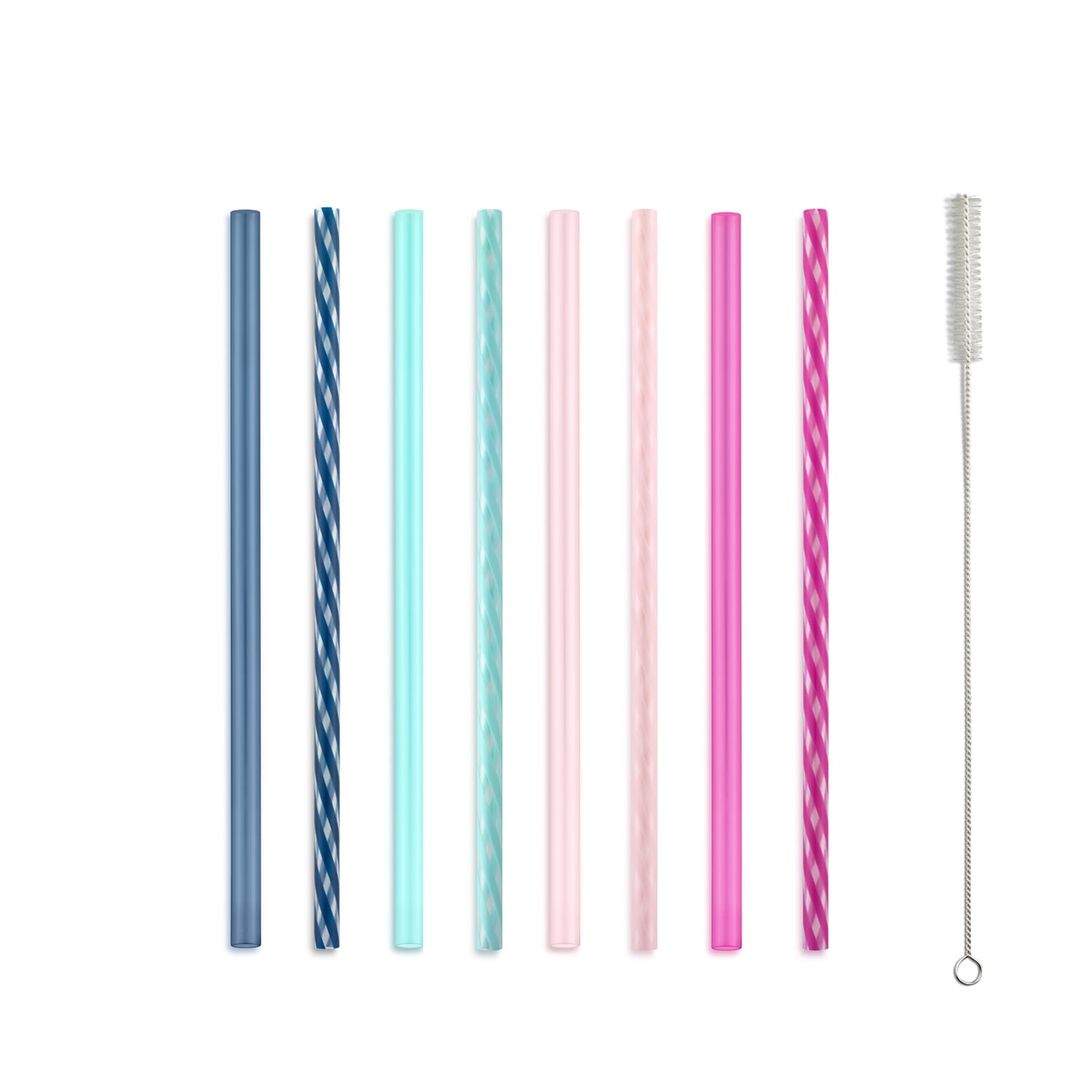 Plastic Reusable Straws - 8 Pack Set